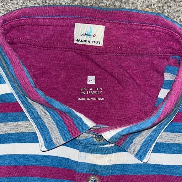 Purple Teal White Johnnie O Carolina’s Golf Foundation Golf Pocket Polo Shirt - Picture 4 of 5